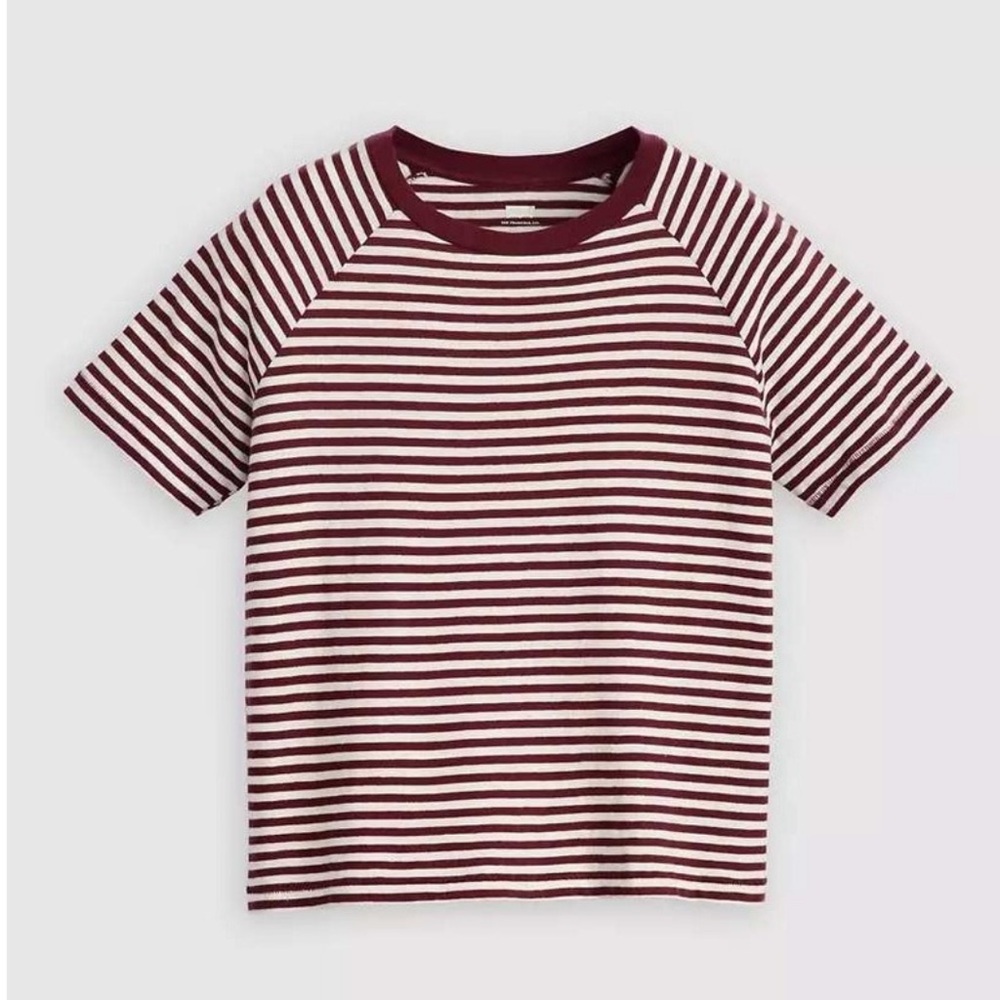 Levi's Women's Short Sleeve Game Day T-Shirt - Burgundy/White Striped XS